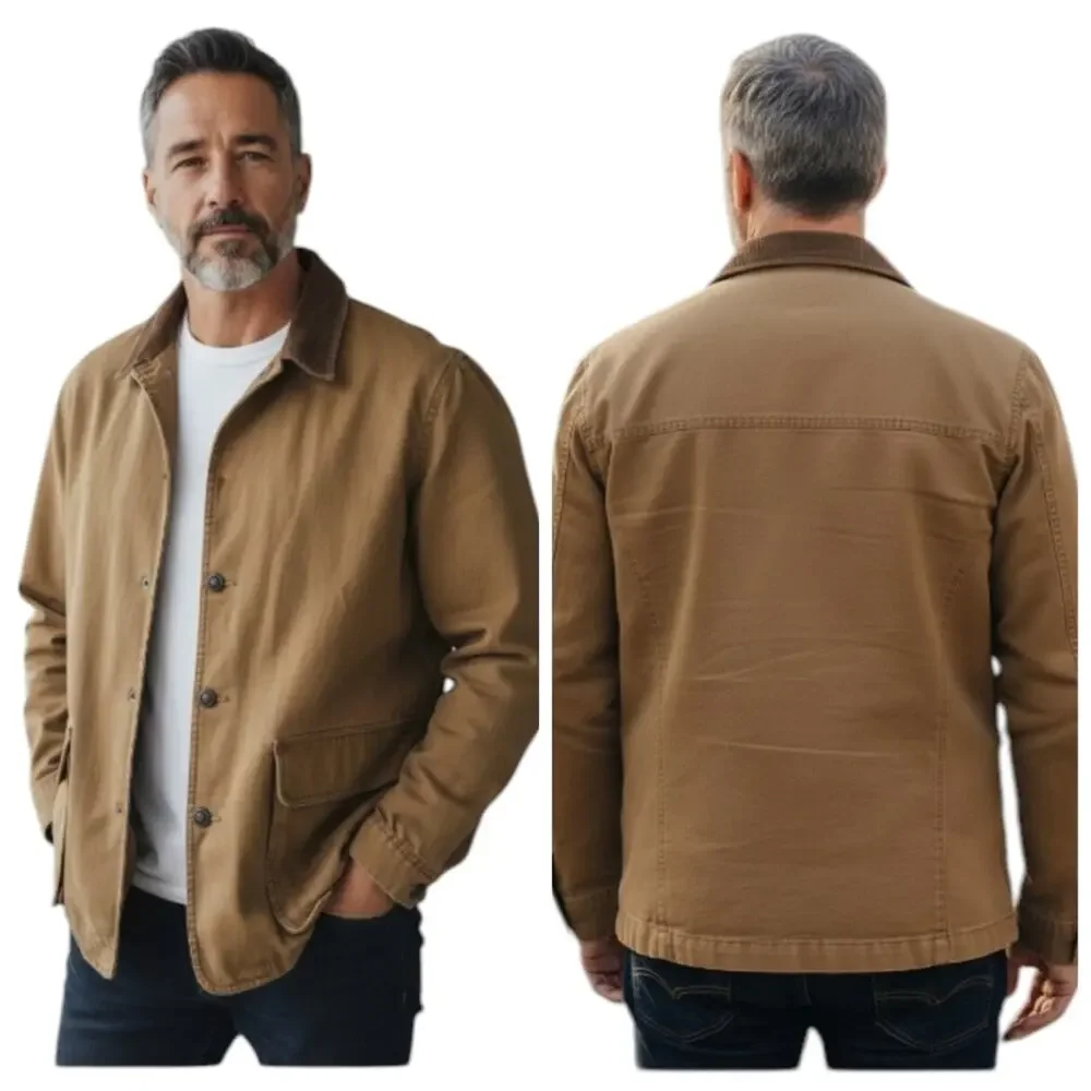Levi’s Canvas Barn Coat Chore Jacket Flannel Lined Corduroy Collar Men’s L  F319